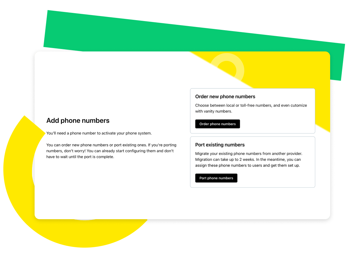 Tela exibindo a integração simples do Goto Connect na fase de adição de números de telefone.