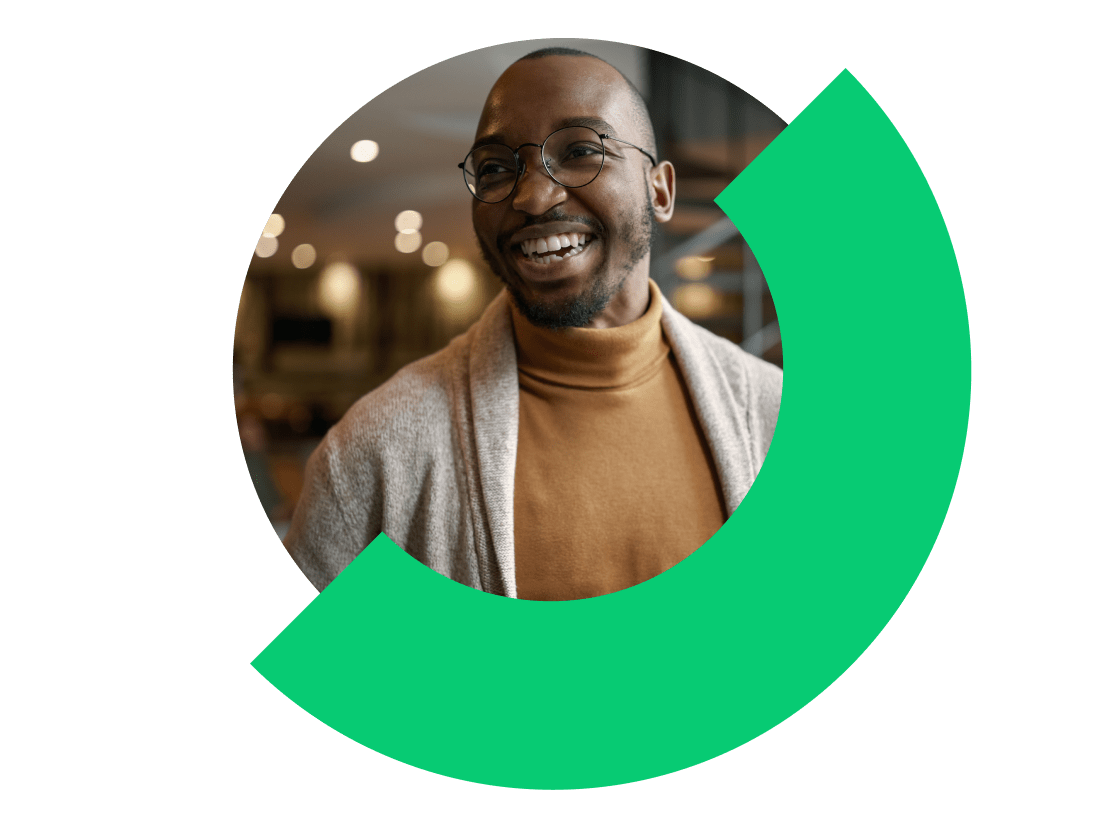 Business professional taking a GoTo Connect call while on the go.