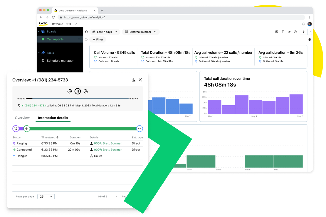 Strumenti di trascrizione, riepilogo e intelligence delle chiamate di GoTo Connect CX.