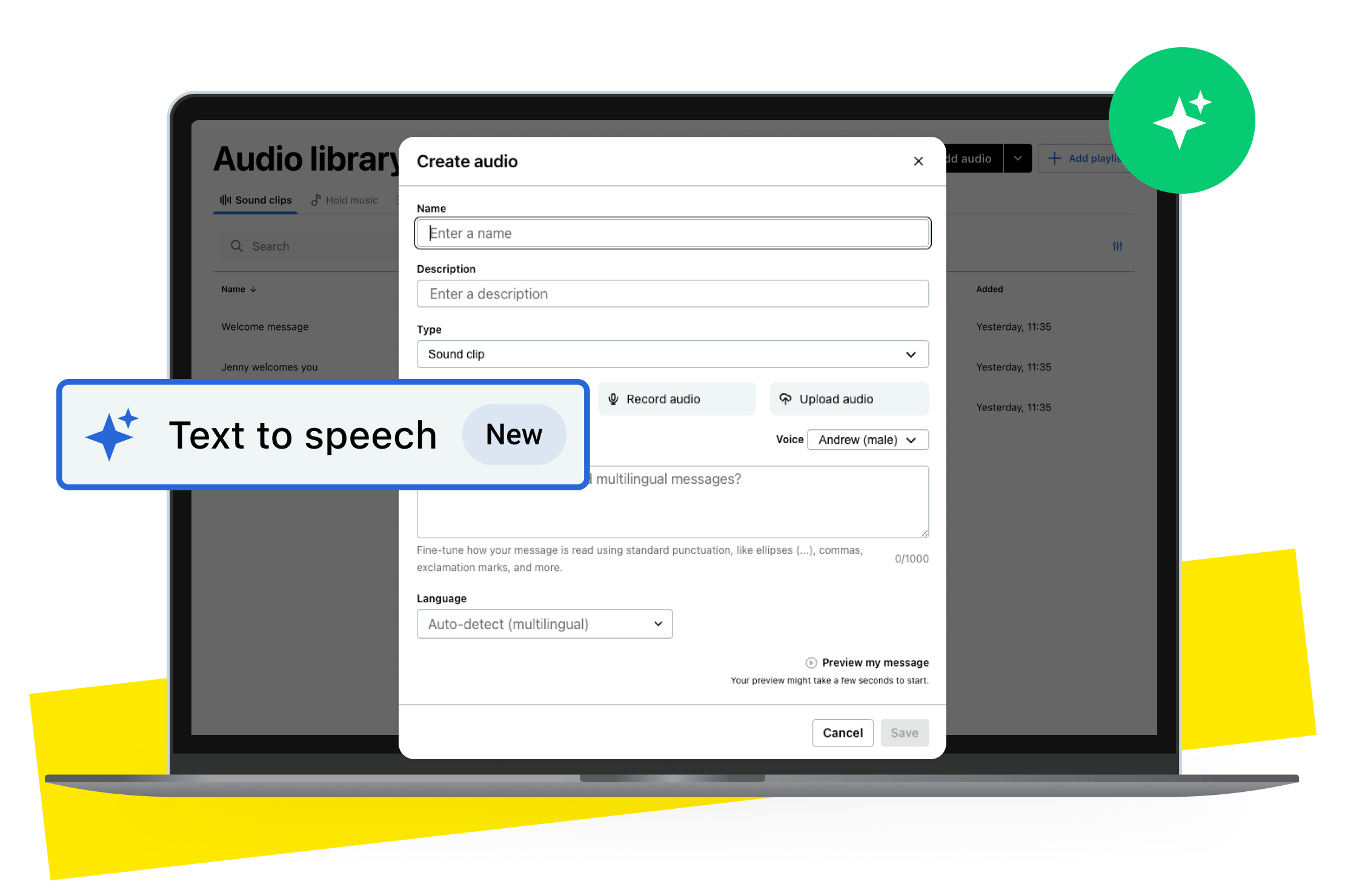 Collage of GoTo Connect AI Voiced Professional Greetings with Text-to-Speech Sound Clips.