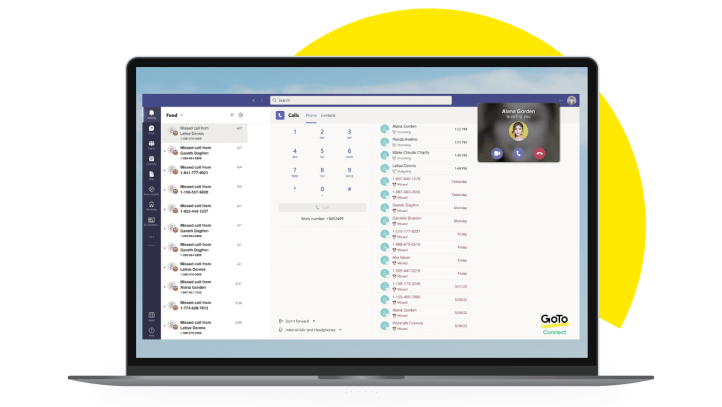 Schermate che mostrano la licenza MS di GoTo Connect e il piano per le chiamate.