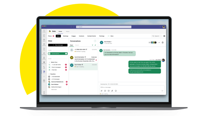 Schermate che mostrano le funzionalità di GoTo Connect nell'ambiente di Teams.