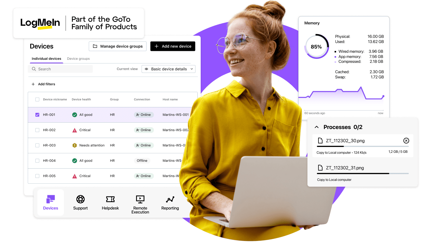 Soluzioni IT di LogMeIn, parte della famiglia di prodotti GoTo.