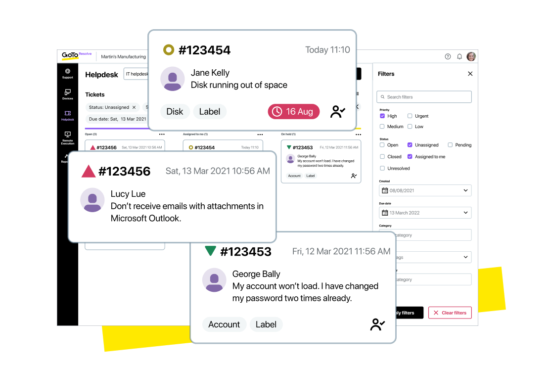 La console per help desk basata su Web utilizza una coda moderna e intuitiva per le richieste.