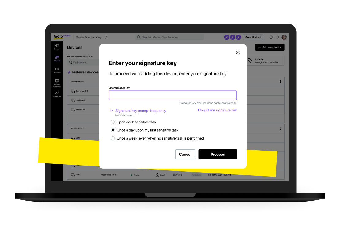 Go To Resolve uses proprietary, first-of-its-kind zero trust access controls for secure remote execution.