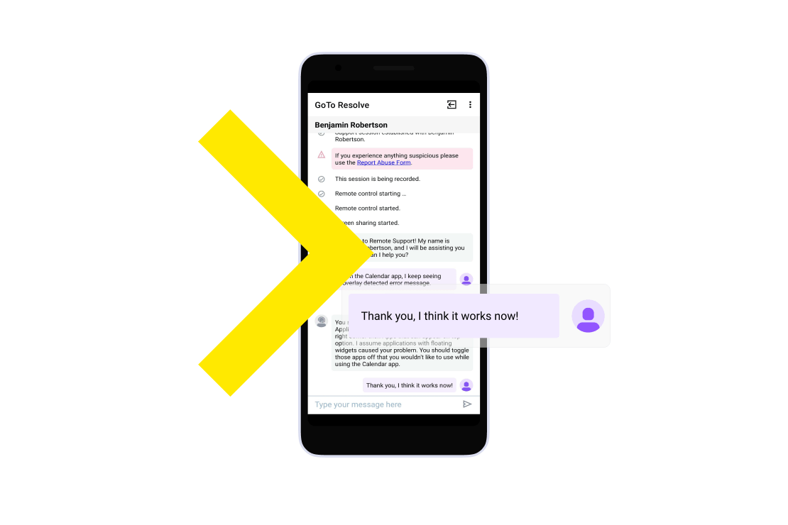 Met de mobiele chat kunnen eindgebruikers direct in de browser of app chatten met adviseurs.