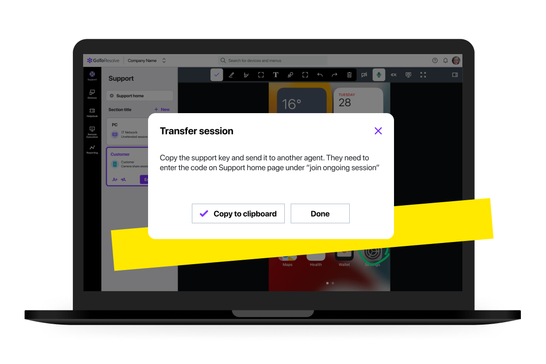 Met sessieoverdracht kunt u een mobiele supportsessie naadloos overdragen aan een andere adviseur.