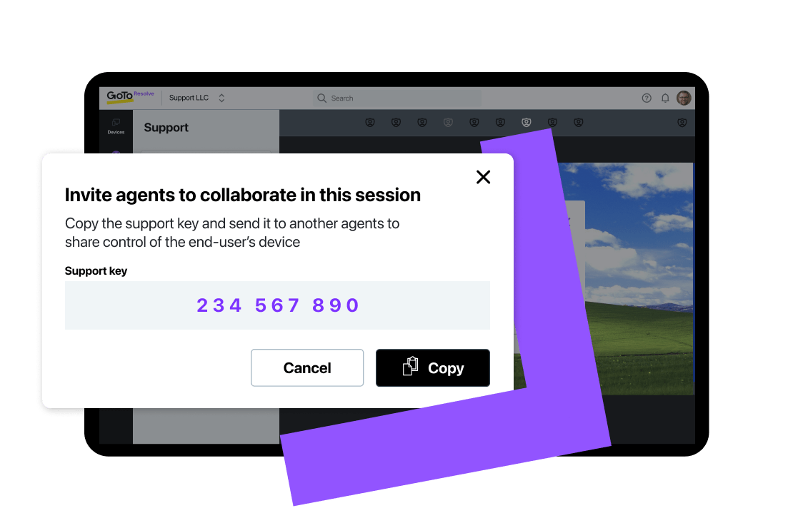 Now agents can invite a second support agent into a live remote session to help with troubleshooting or to assist junior team members. 