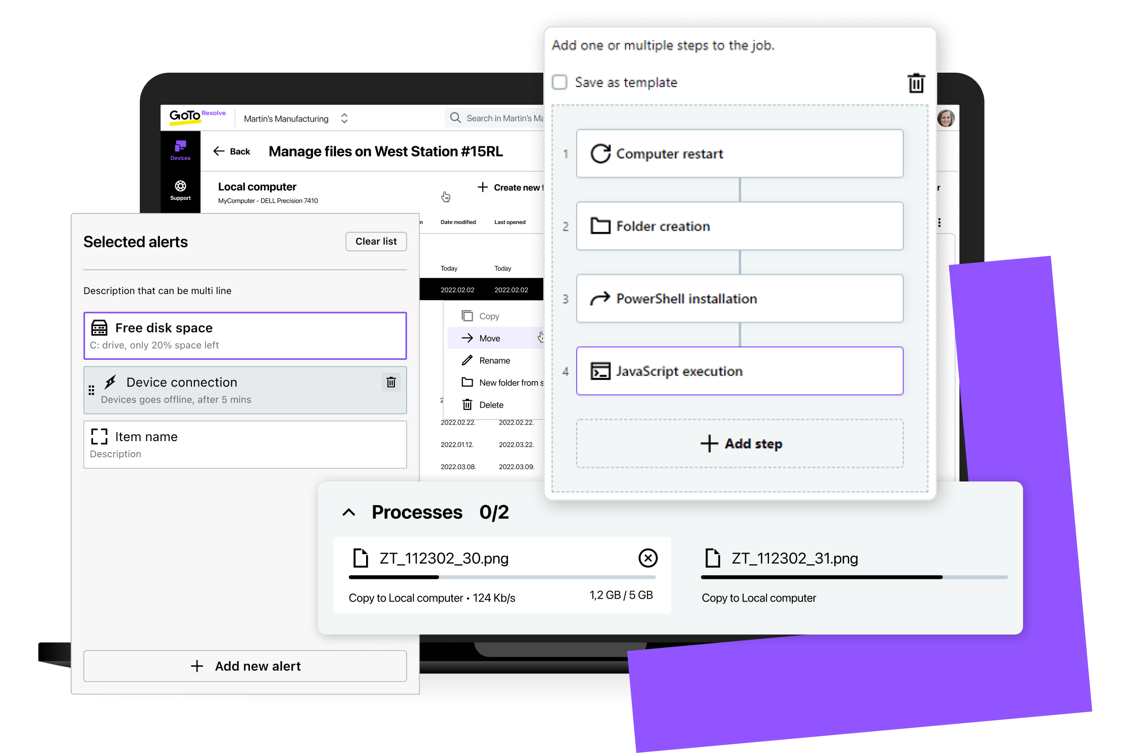 Interface intuitiva do GoTo Resolve para prestadores de serviços gerenciados.