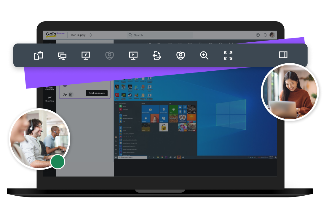 Enregistrement d'écran via le logiciel d'assistance à distance de GoTo Resolve.
