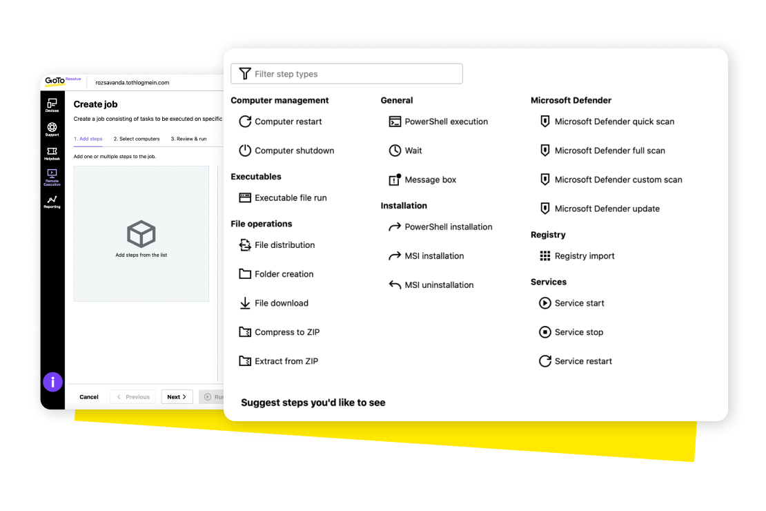 GoTo Resolve automating IT tasks on a laptop screen.