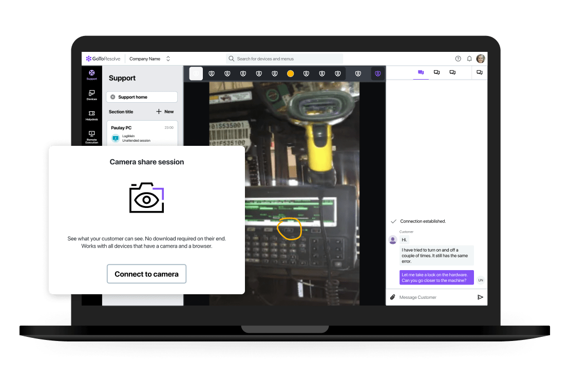 Les outils d’engagement visuel de GoTo aident à résoudre à peu près n’importe quel problème et proposent des solutions à vos clients et à vos employés.