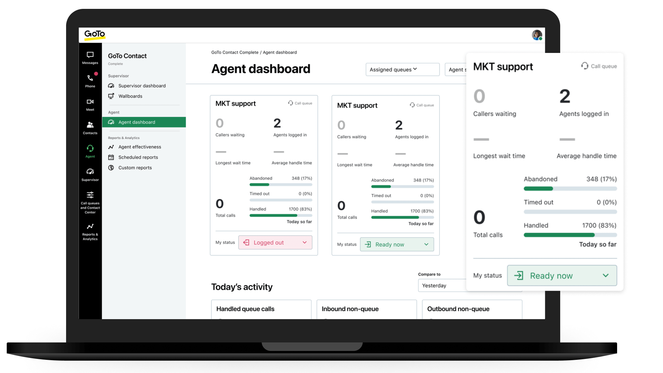 Agent dashboard UI