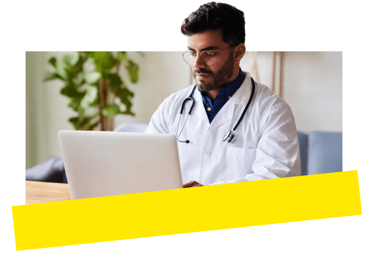 A doctor provides always-on virtual medical care while ensuring secure patient communication.