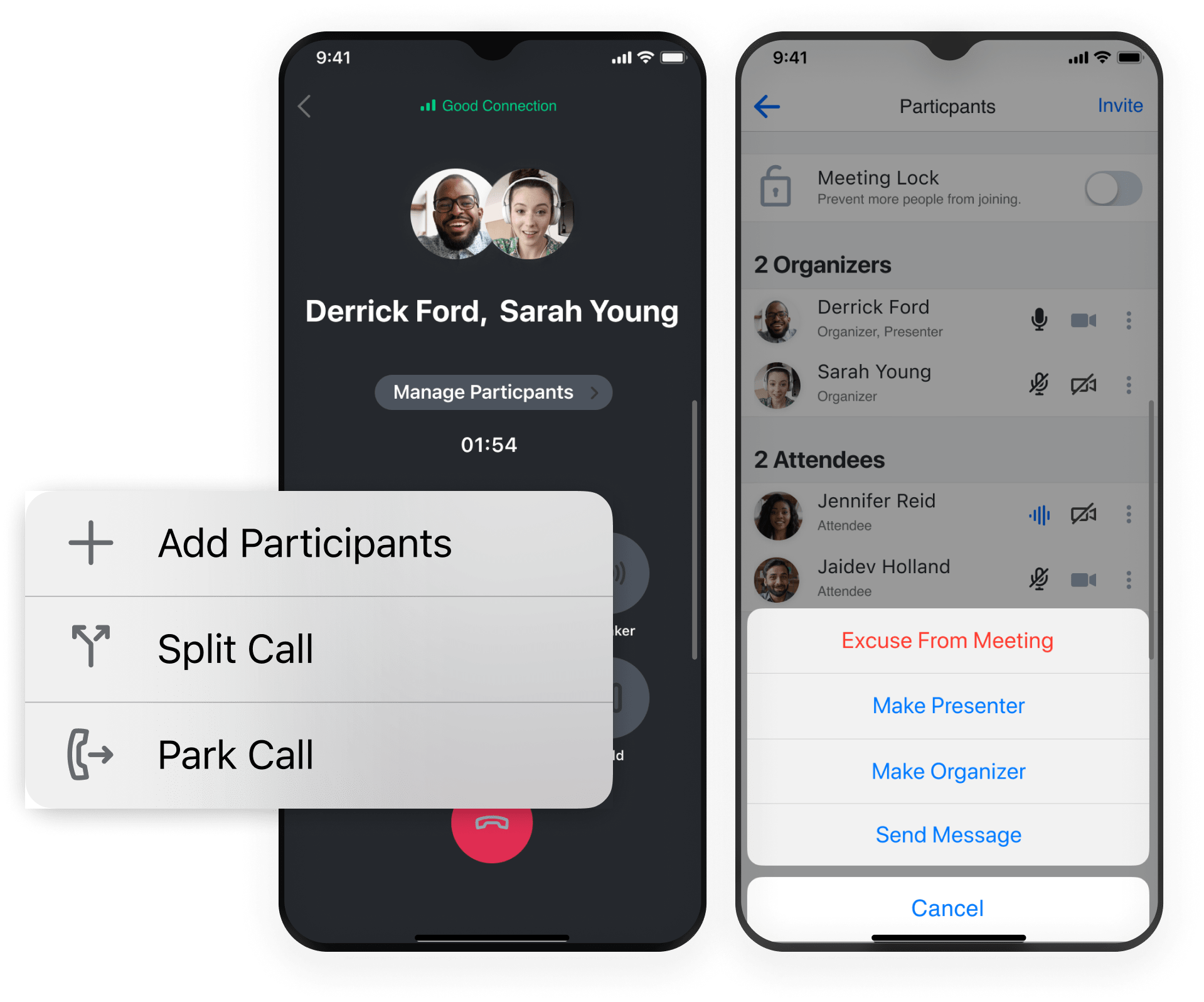 Gestion des participants à une réunion GoTo Connect sur mobile.