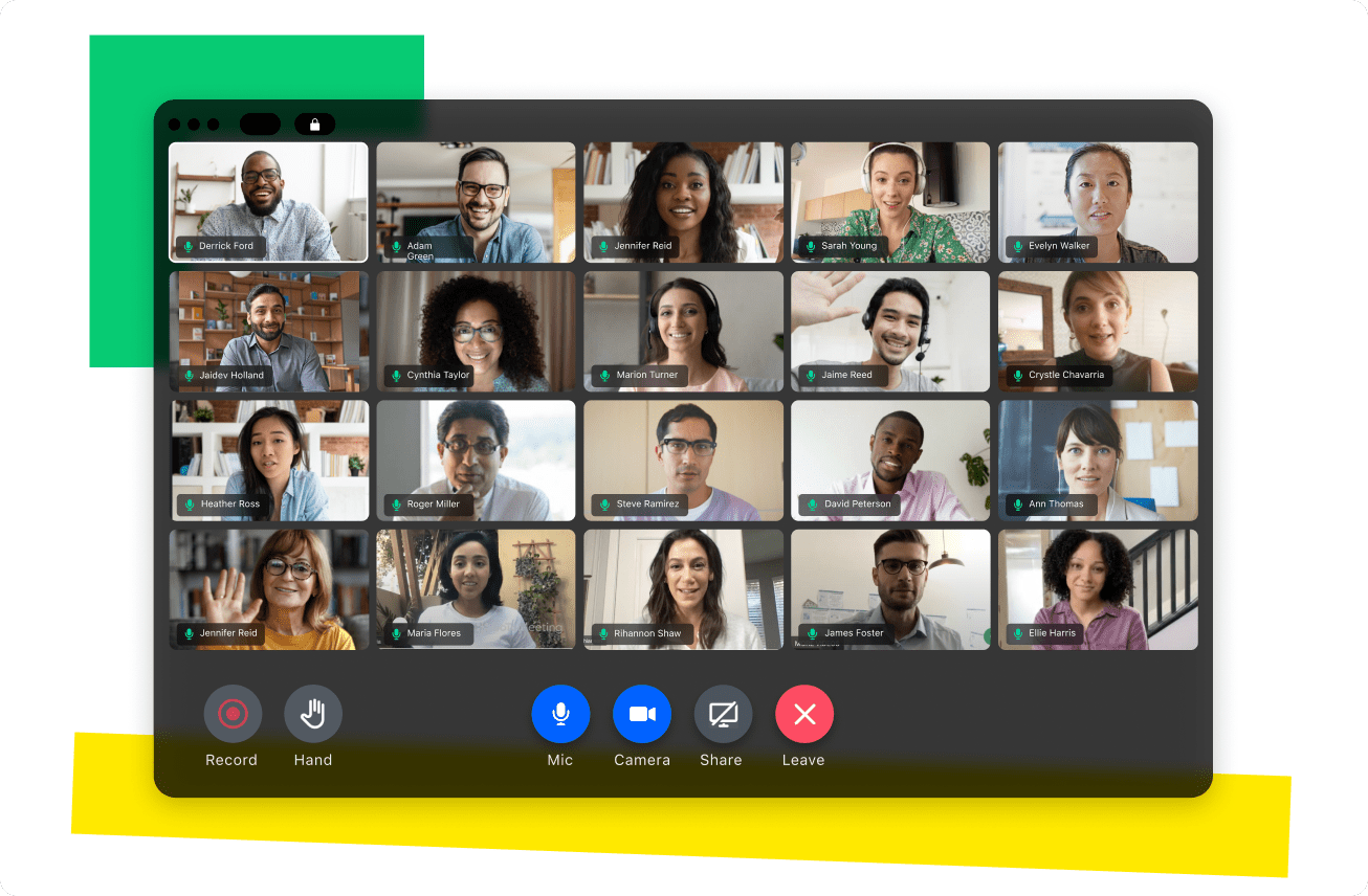 A screen of a desktop GoToConnect window showing many employees attending a conference at the same time.