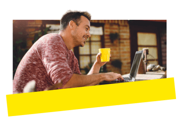 Professional attending virtual webinar using GoTo Webinar from an outdoor cabin.