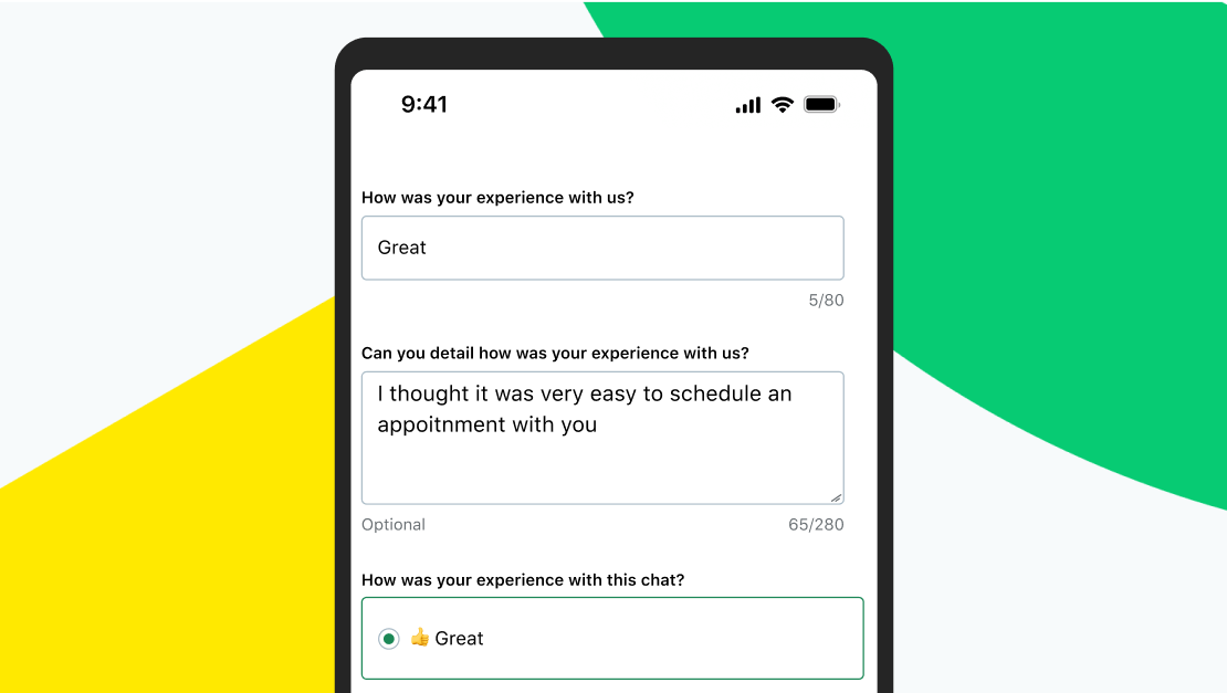 Scherm van mobiele telefoon met een feedbackenquête via GoTo.