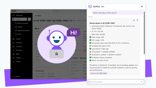 Assistente basato sull’IA di GoTo Resolve: la dashboard di GoPilot trasforma le richieste degli agenti in approfondimenti e consigli pratici.