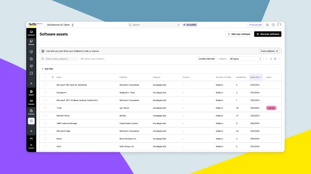 GoTo Resolve-beheer van software-assets  automatiseert ontdekking en voegt eenvoudig software toe aan de inventaris.