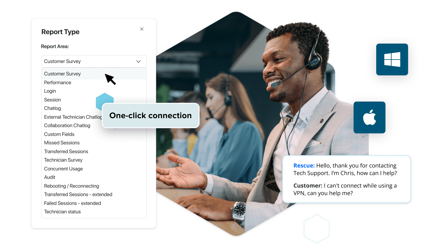 LogMeIn Rescue rationalise les opérations d'assistance et offre une compatibilité multiplateforme.