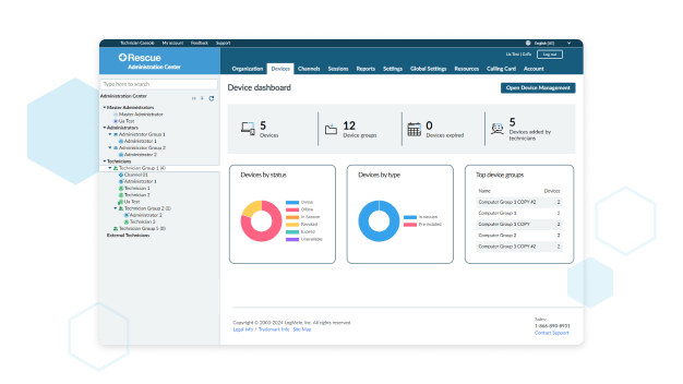 La dashboard del dispositivo Rescue Administration Center ottimizza i flussi di lavoro per ridurre al minimo l’impegno nelle operazioni IT quotidiane.