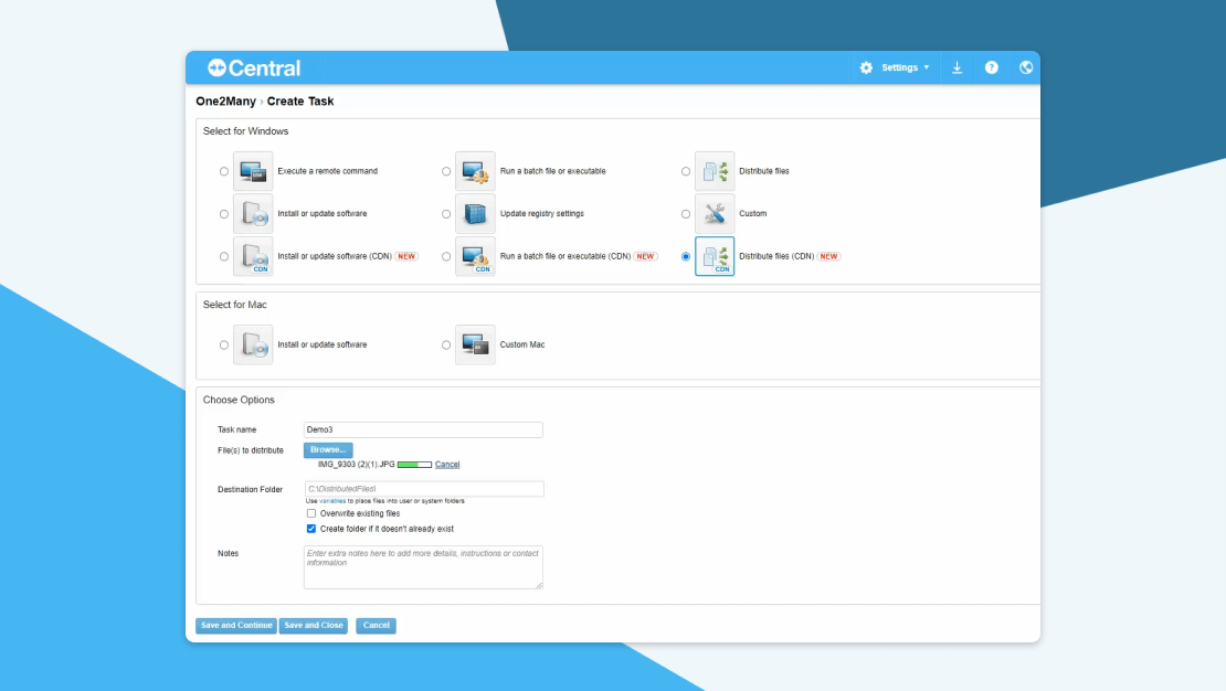 Créer des tâches One2Many dans Central.
