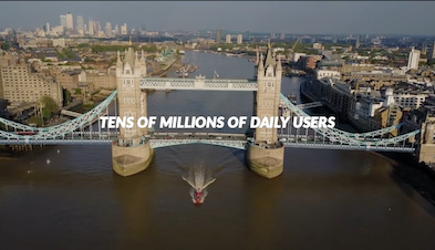 London's Tower Bridge with text of "Tens of Millions of Users" overlaid